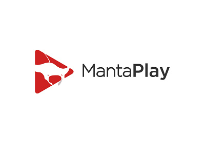 MantaPlay app concept channel clean logo environmental graphics logo manta manta stingray modern logo nature nautical negative space logo ocean play button play video playful red simple smart logo stingray vector