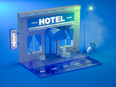 DAY-016 3d c4d hotel oc octane room