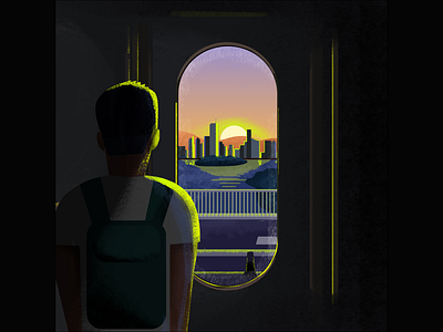 Illustration boy city color illustration travel