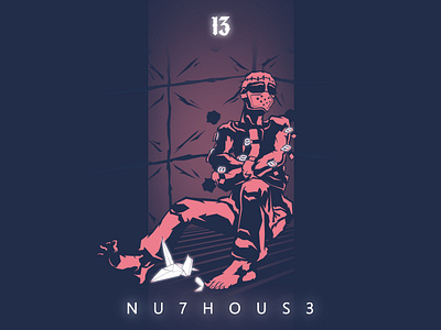 N U T H O U S E 2d 7hirt33n art behance crane creative design dribbble flat illustration insane mad man mask pink vector web