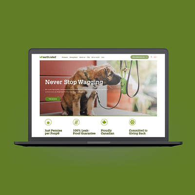 Earth Rated dog earth rated ecommerce green homepage landing page ui ux