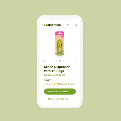 Earth Rated dog earth rated ecommerce green mobile product page ui ux