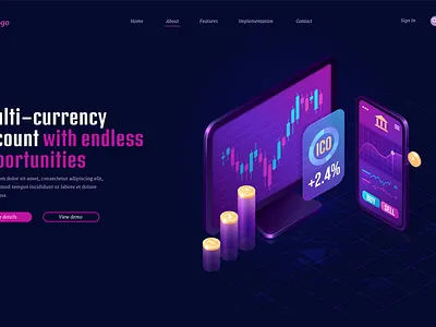 A webpage for a Financial Institue crypto ui webpage