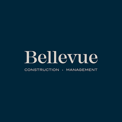 Bellevue b blue construction elegant logo management serif