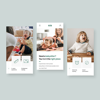 Kiid app babysitter babysitting kid mobile ui ux web design