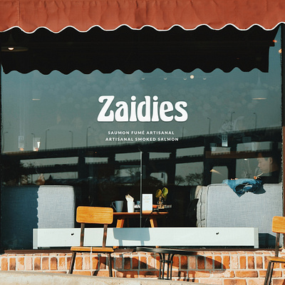 Zaidies branding decal deli logo montreal salmon smoked fish window