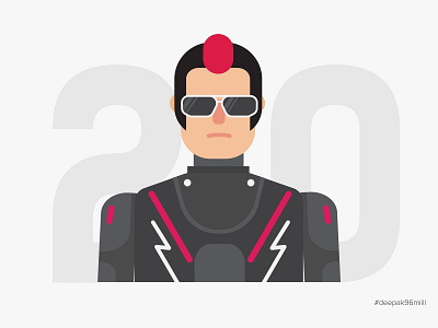 Version 2.0 2.0 cartoon character cartoon design cartoon illustration deepak 96mill enthiran flat flat design flat 2d geometric illustrator indian cartoon indian illustrator minimal rajini rajinikanth vector art vector illustration