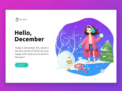 Winter Illustration blue december design flat graphic headphone ice illustration purple scarf summary tree ui ux web design white winter