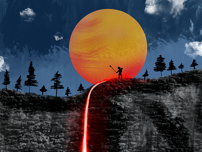 Selfie astronauts illustration landscape larva moon selfie