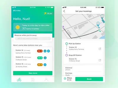 Bike Rental App - KOBO bike bike ride design ios mobile app design ui ux weeklyux