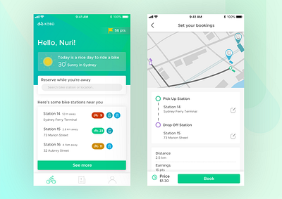 Bike Rental App - KOBO bike bike ride design ios mobile app design ui ux weeklyux