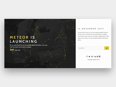 Meteor Coming Soon Page coming soon template design ui web