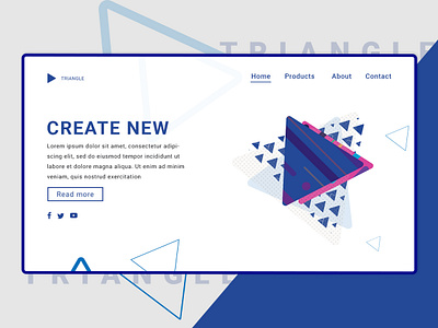 landing page design blue blue and white branding clean creative creative design design homepage illustration landing page minimal triangle typography ui unique design ux vector web