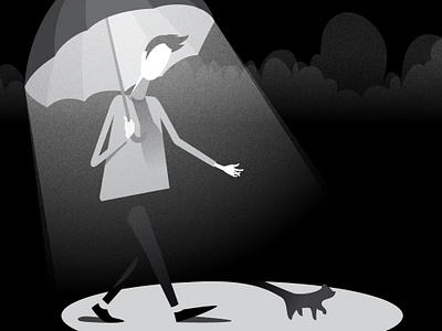 Umbrella light dodge illustration light night shadow umbrella walk