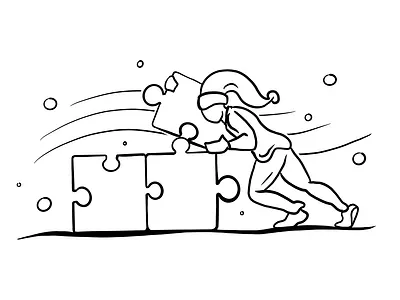 The great puzzle illustration line art manicule push puzzle sleep