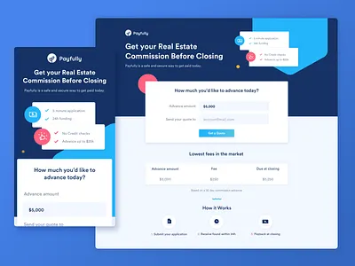 Payfully Landing form how it works landing quote website