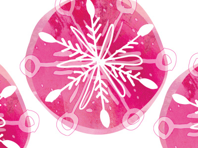 Pink Christmas hand drawn illustration snow snowflakes vector winter