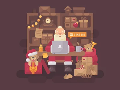 Santa's mail character christmas design flat illustration new year santa claus vector workshop