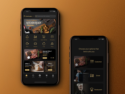 A takeout app app back golden interface uidesign