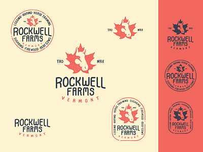 RF marks & Lock Ups brand mark distressed farm horse leaf lock up logo maple vermont vintage word mark