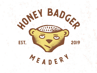 Honey Badger Meadery Logo animal honey honey badger illustration logo mead meadery yellow logo