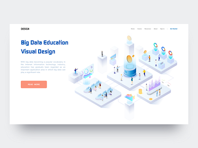 Visual Design of Big Data Education 2.5d big data illustration web