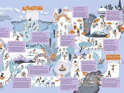 Airbnb / Race Across The Globe calendar cities design editorial editorial illustration health illustration poster wellness world