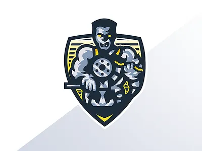 Colossus Mascot Logo agressive branding branding agency colossus esports esportslogo gaming gaminglogo icon icon app identity illustration machine gun mascot logo sport app war