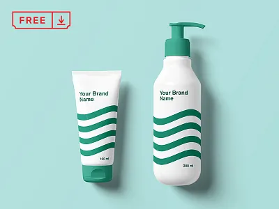 Cosmetics Bottle Mockup bottle branding bundle cosmetics design download font free freebie icon identity logotype mockup psd stationery template typography