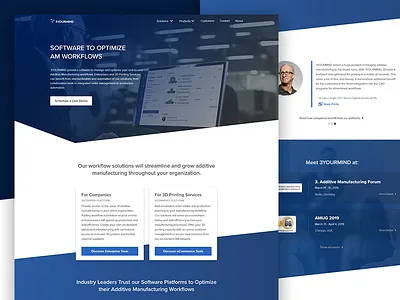3YOURMIND Homepage - Website Design #2 3d printing b2b blue design homepage software startup webdeisgn