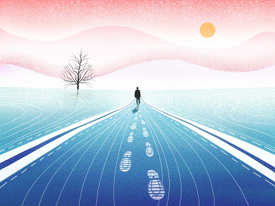 (44/100) Landscape 2: Walking backward. illustration landscape landscape illustration persona tree walk