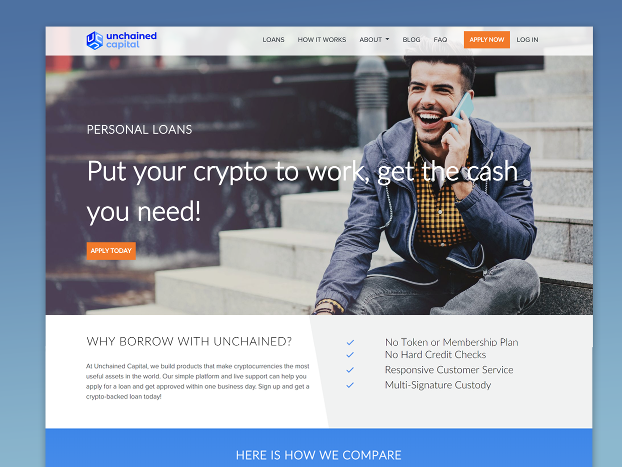 Example of Unchained Capital Web Design