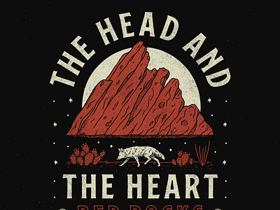 The Head and the Heart - Red Rocks Key Art band band merch band shirt cactus colorado coyote desert fox illustration key art moegly music art nicholas moegly red rocks the head and the heart western