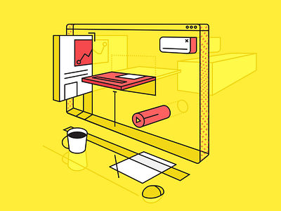 Hi Dribbble components desk development front end web workspace yellow