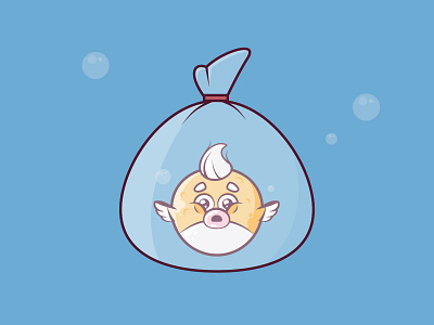 Fishnapped 2d blowfish cartoon cute fish flat illustration vector