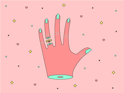 ♡ Hasta Que la Muerte Nos Separe ♡（✖＿✖） branding dead engagement hand heart logo minimalistic pastel pink ring star tarot wedding