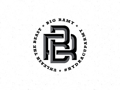 Big Ramy Logo beast bigramy blacklogo bodybuilding emblem fitness gym initials logo round