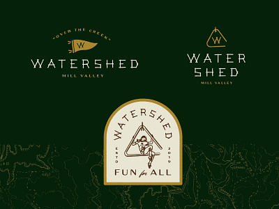 Watershed Logo Concepts 1 black branding camp character color concept design icon illustration lettering logo restaurant retro typography vintage woman