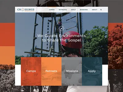 Crossings Web Design brand branding camp christian colors home page design homepage logo ministry photo background type typogaphy ui uiux ux web web design website