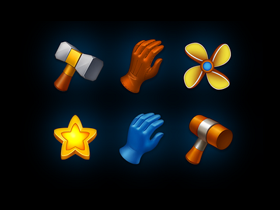 Game Icons fan game glove hammer icon match 3 star