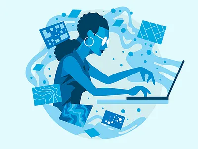 The Professional creating creative gis illustration maps woman working working process
