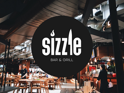 Restaurant Logo - Daily Logo Challenge (Day 10) bar circle concept cook dailylogochallenge fake fire flame food grill knife logo restaurant sizzle