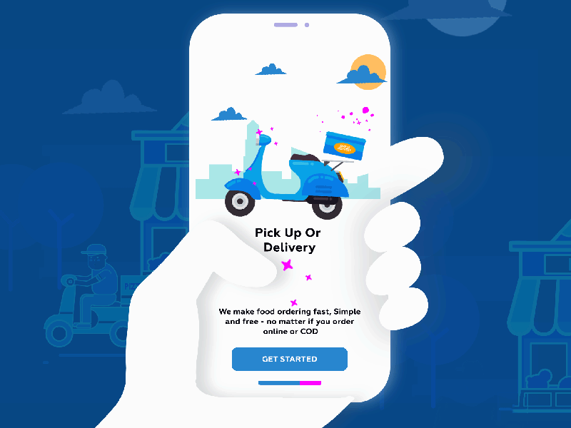 Food Pick up & Delivery App after effect animation app delivery app design food app icon illuatration illustration illutrator iphone mobile motion motocycle photoshop restaraunt ui ux vinothsuganth web