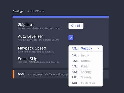 Daily UI - Day 07 - Settings audio apps dailyui dailyui 007 dark dark theme podcast settings