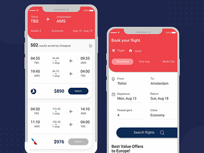 Flight Booking Form for Mobile UI android app app design illustration ui web