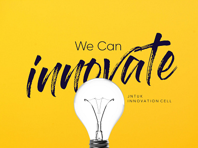 Innovate! banner black brush bulb design innovate typography. yellow