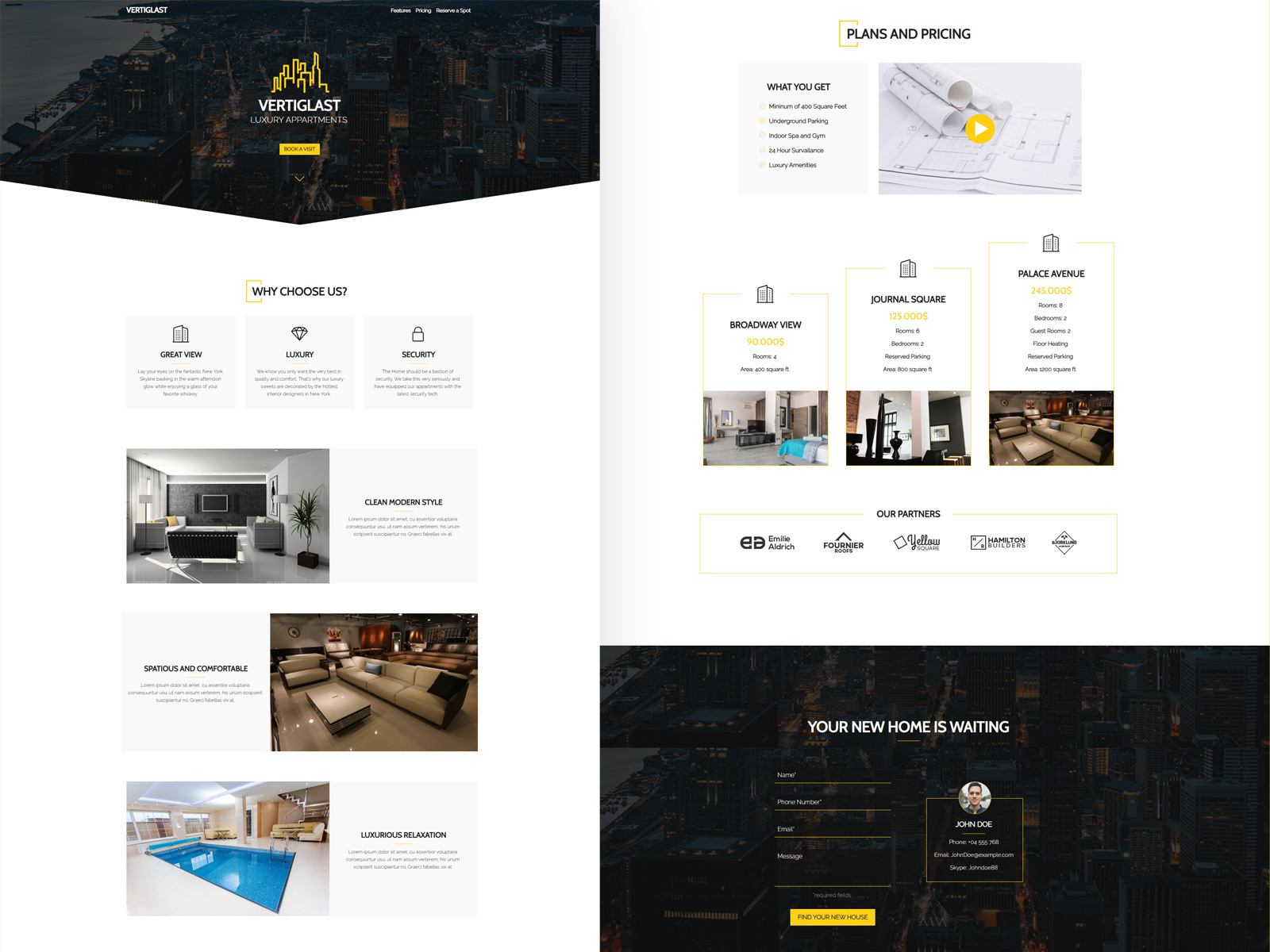 Vertiglast Real Estate Landing Page apartment design house landing page real estate site template ui web webdesign