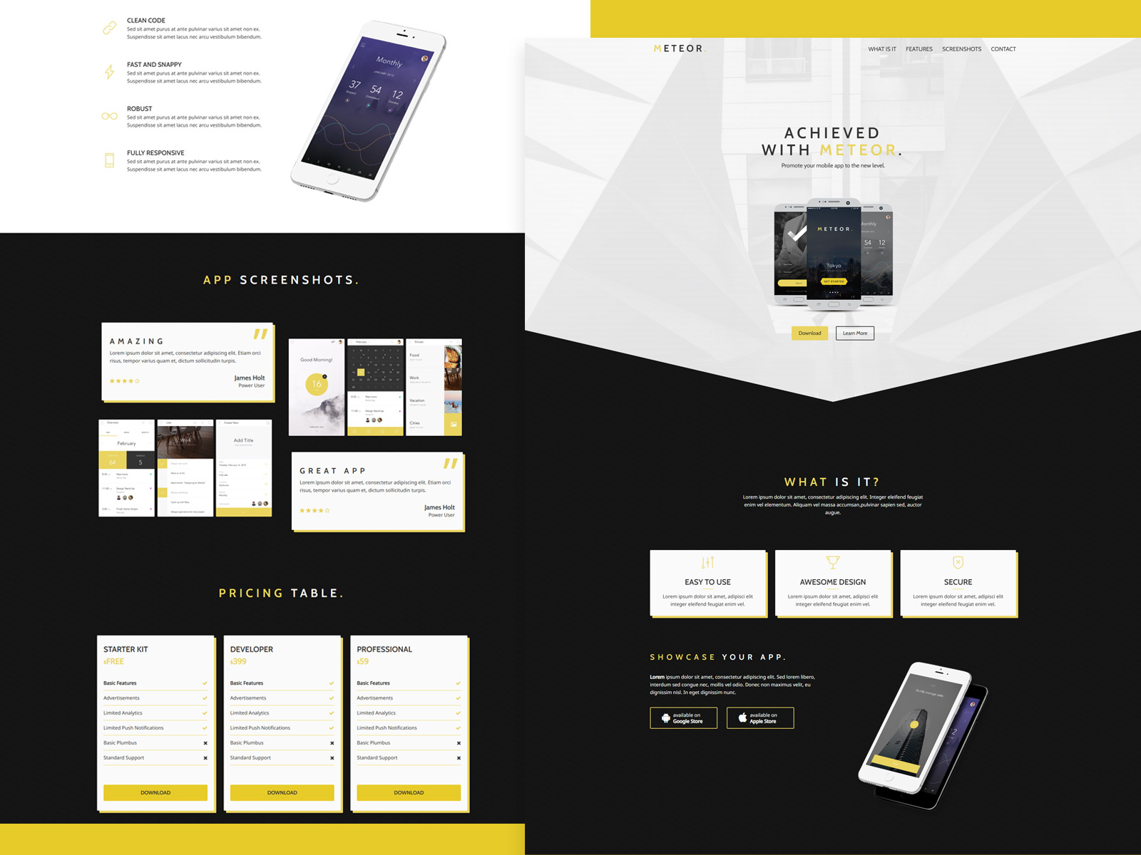 Meteor App Landing Page android app clean design ios landing page mobile modern site template ui web webdesign