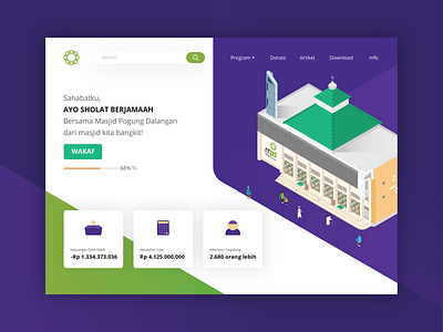 MPD Mosque Banner Illustration banner design illustration isometric isometric design landing page modern ui user interface user interface design website