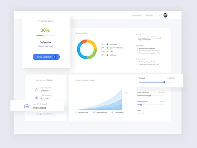 Investment Portfolio Model Web App donut chart fin tech finance finance app fintech graph investment portfolio risk